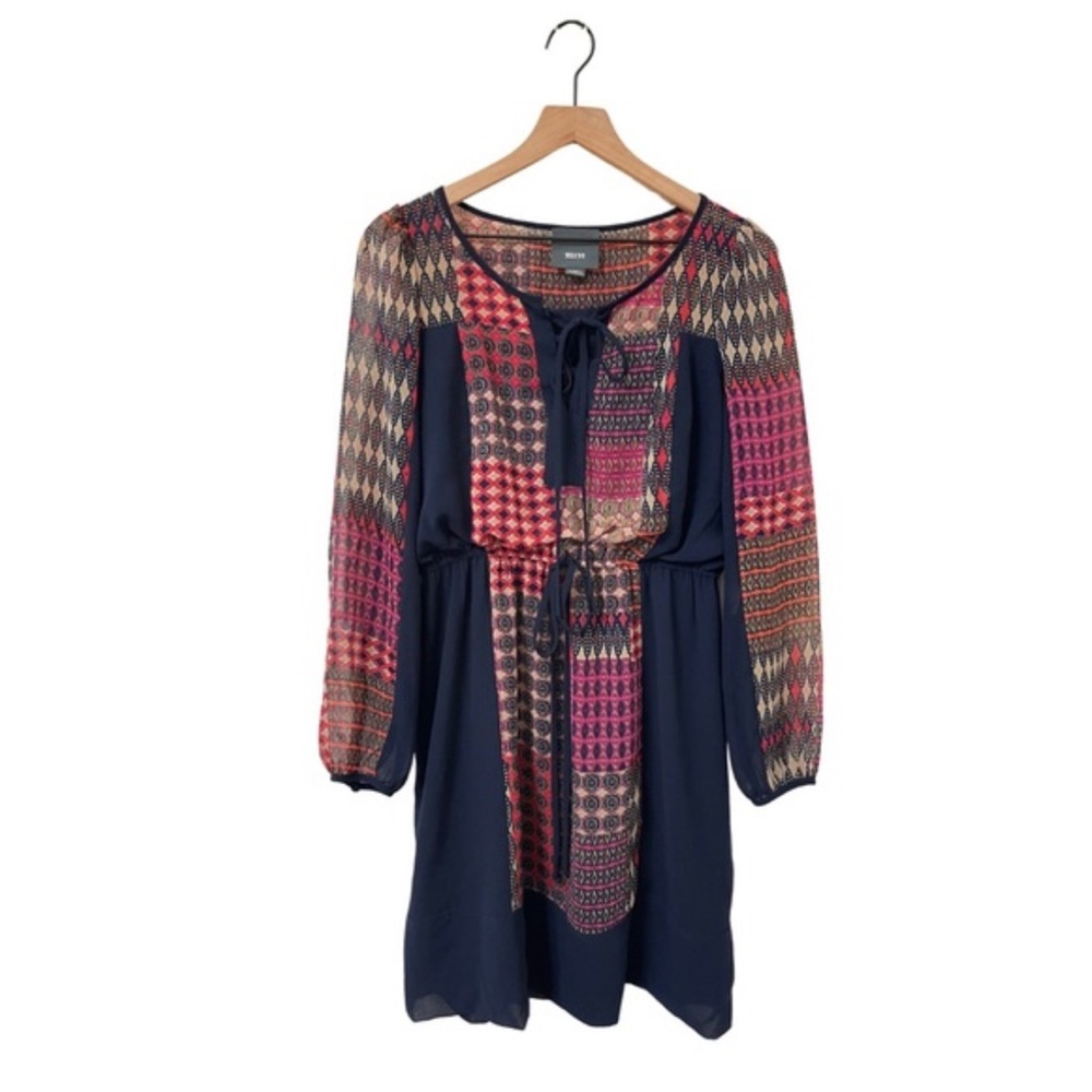 Anthropologie Maeve Geometric Sheer Patchwork Dress. EUC. Size Sm